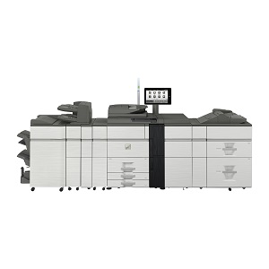 Sharp MX-7090N high-speed color production printer, copier, scanner, fax, triple air feed, inline 120-page booklet maker saddle-stitch, plockmatic