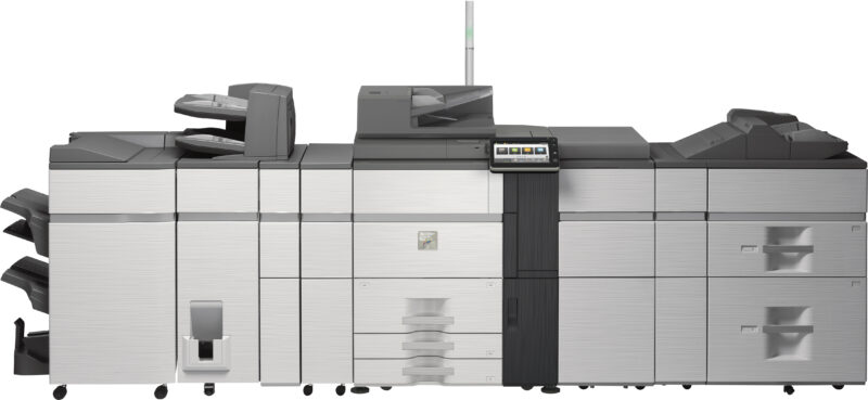 Front view of Sharp MX-8081 color high-speed light production document system