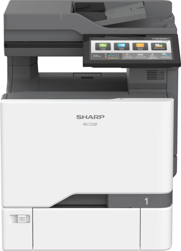Front-facing photo of Sharp MX-C528F document system