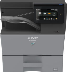 Front view of the Sharp BP-B550PW monochrome document system