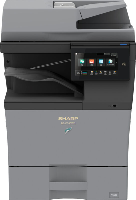 Front-facing view of the Sharp bp-c545wd document system.