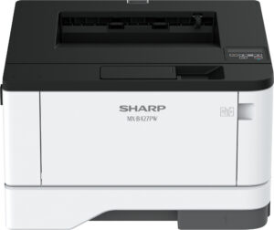 Front view of the Sharp MX-B427PW monochrome document system
