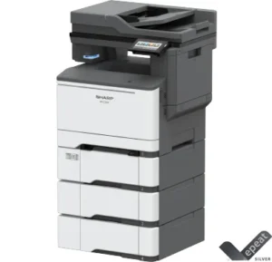 Front-slant view of Sharp MX-C358F document system.