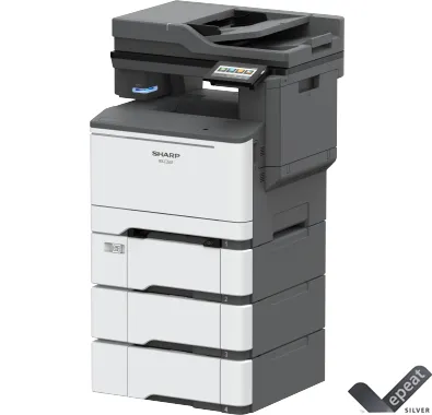 Front-slant view of Sharp MX-C358F document system.