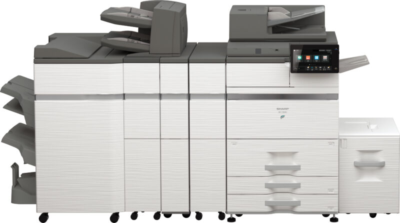 Front-facing view of the Sharp BP-70M90 high speed monochrome document system