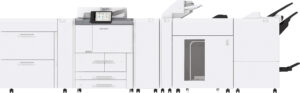 Front-facing view of the Sharp BP-1360M production monochrome document system