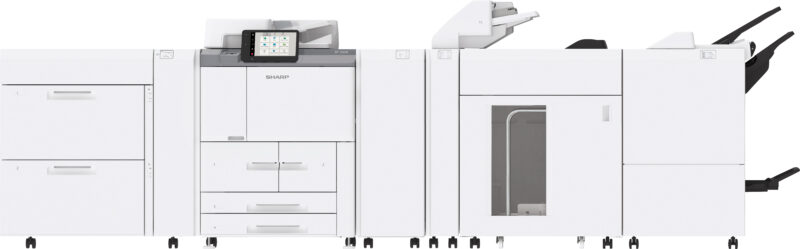 Front-facing view of the Sharp BP-1360M production monochrome document system