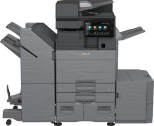 Front-view of fully-configured Sharp BP-71C55 color document system