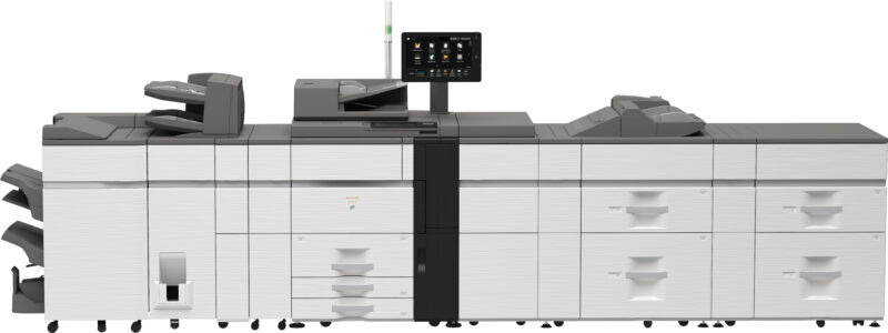 Fully-configured front view of the Sharp BP-90C70 production color printer